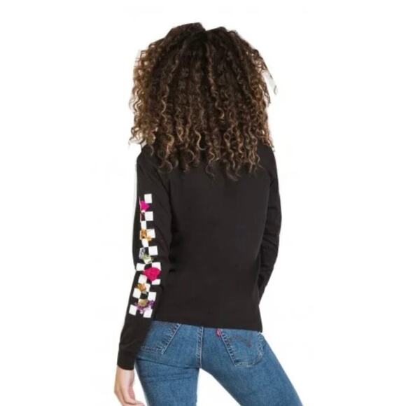Vans Long Sleeve Black Shirt Floral arms Tee Crew Neck Size Small - Picture 7 of 8